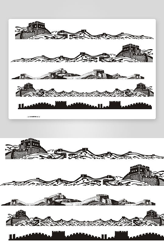 矢量长城剪影长城背景-众图网