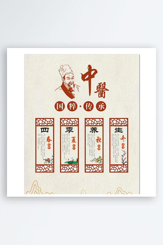 中医传统文化背景墙-众图网