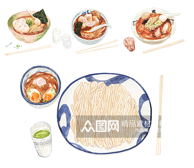 卡通日韩料理食品菜品元素素材