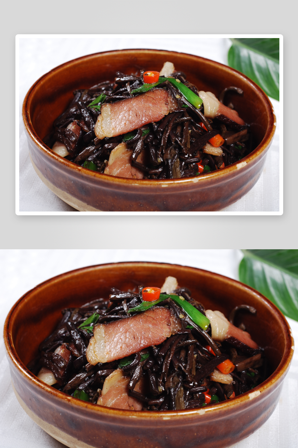 蕨菜炒腊肉摄影图片素材