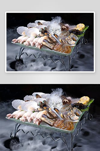 生猛海鲜缤纷海鲜组合摄影图片