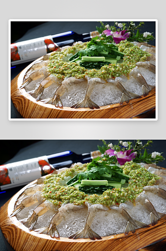 海鲜鲜虾刺身摄影图片
