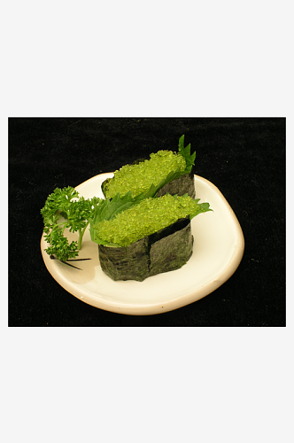 绿蟹籽寿司摄影图片