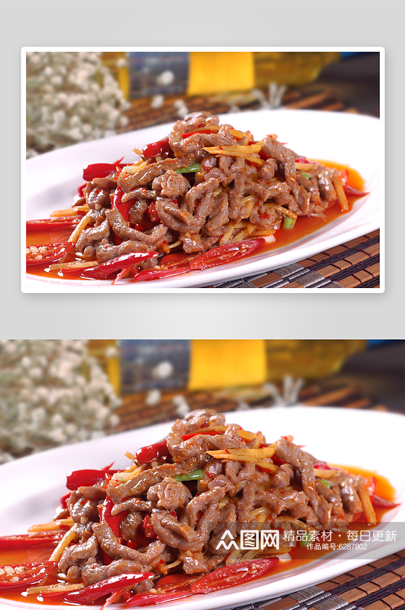 热菜小米辣牛肉丝摄影图片素材