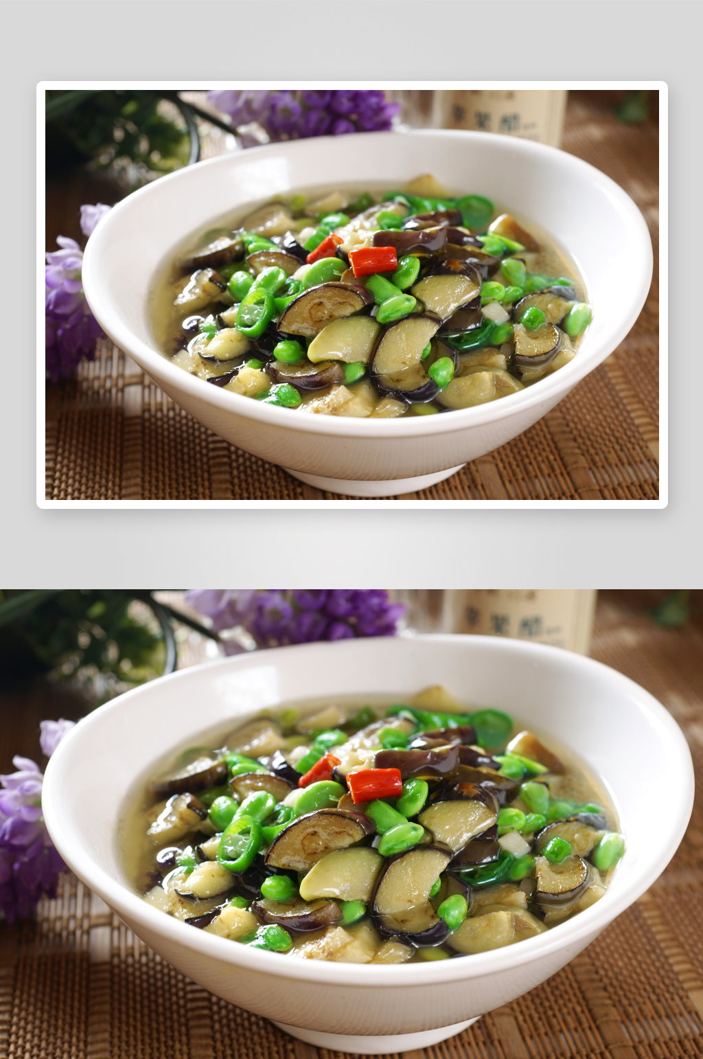 青豆烧茄子摄影图片素材