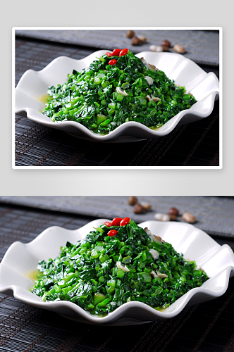 菌香青菜钵摄影图片