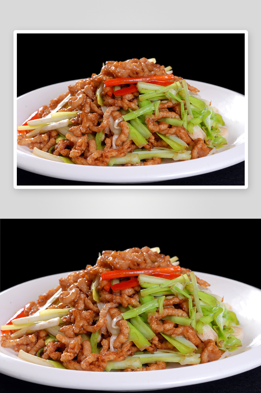 韭黄肉丝摄影图片素材