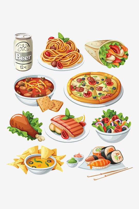 卡通日韩料理食品元素