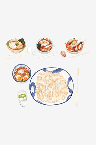 卡通日韩料理食品菜品元素