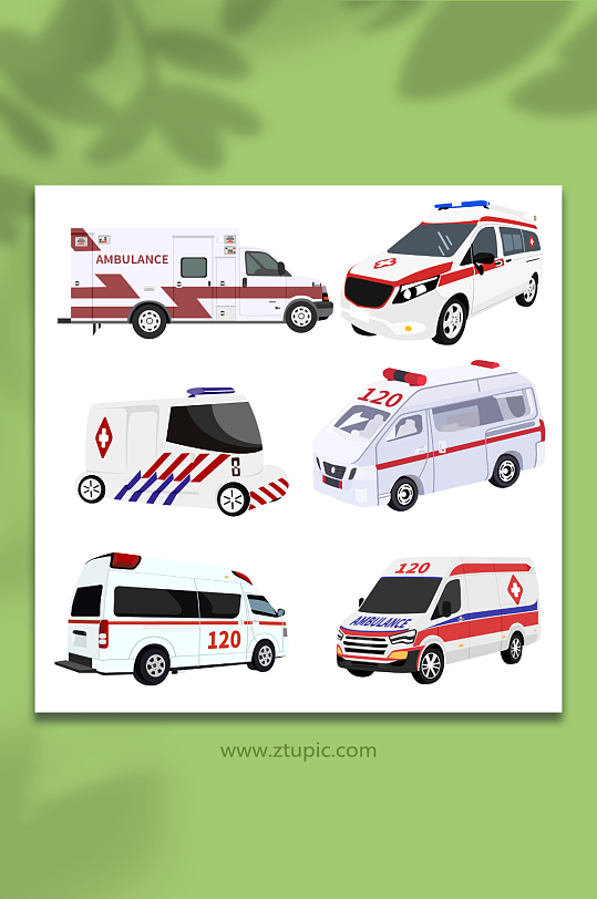 矢量救护车交通工具元素插画