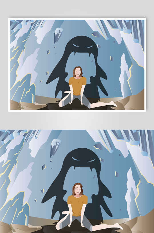 矢量关爱抑郁症人物插画-众图网