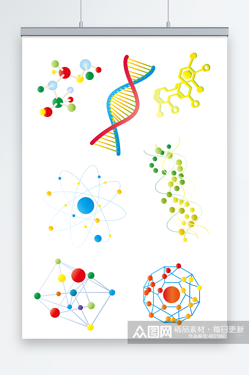彩色矢量医学化学分子式结构元素素材