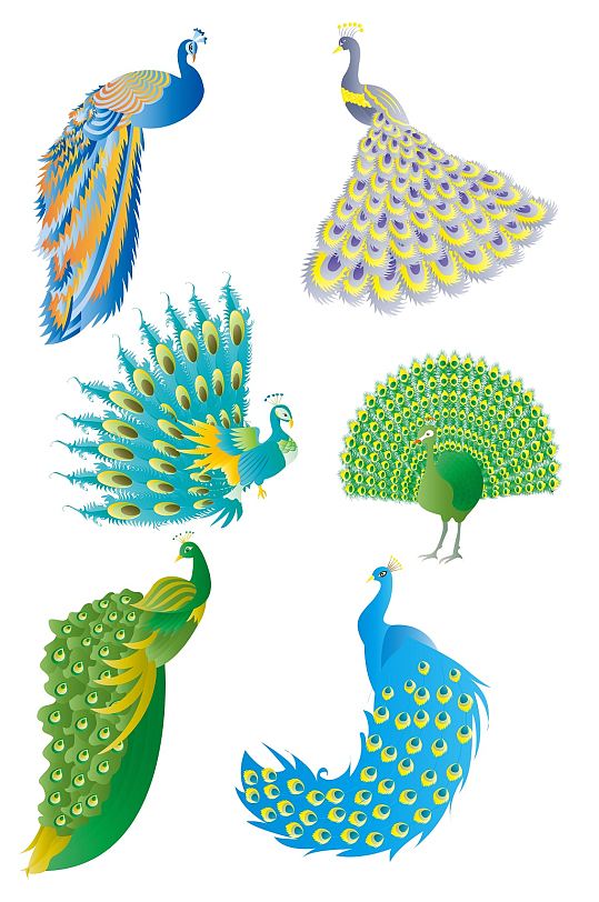 孔雀动物元素插画-众图网