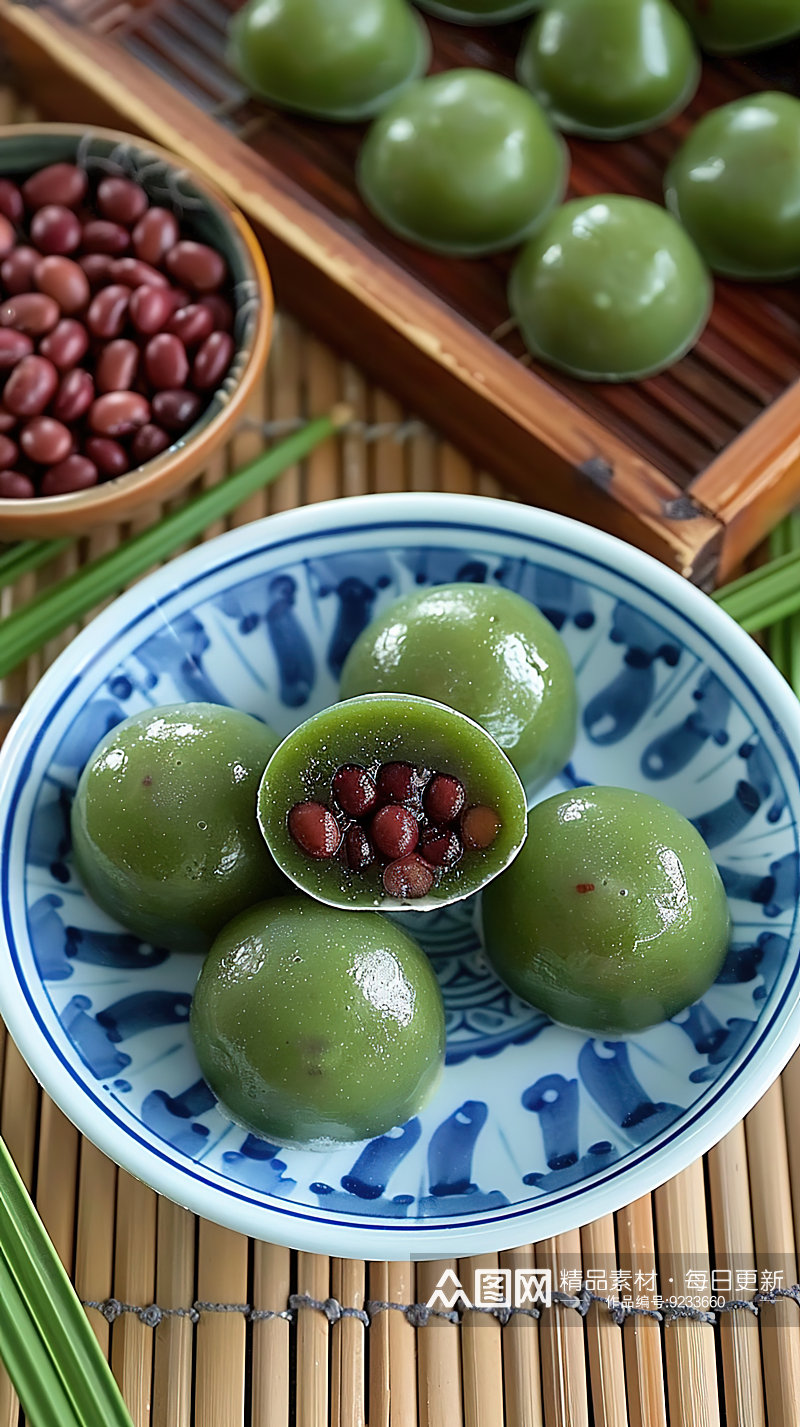 青团艾草艾叶甜食甜点美食美味素材