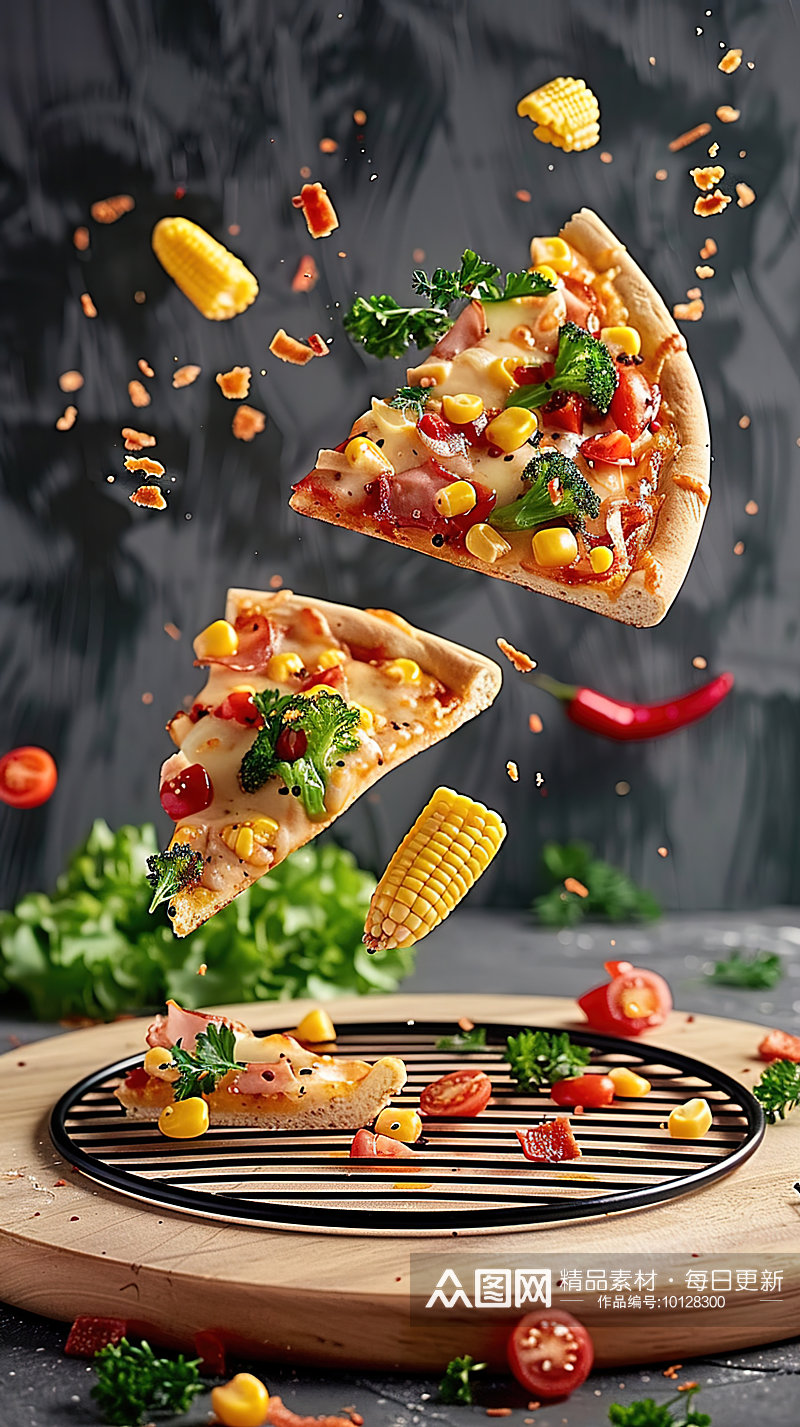 披萨小吃美味博饼西式美食香肠火腿素材