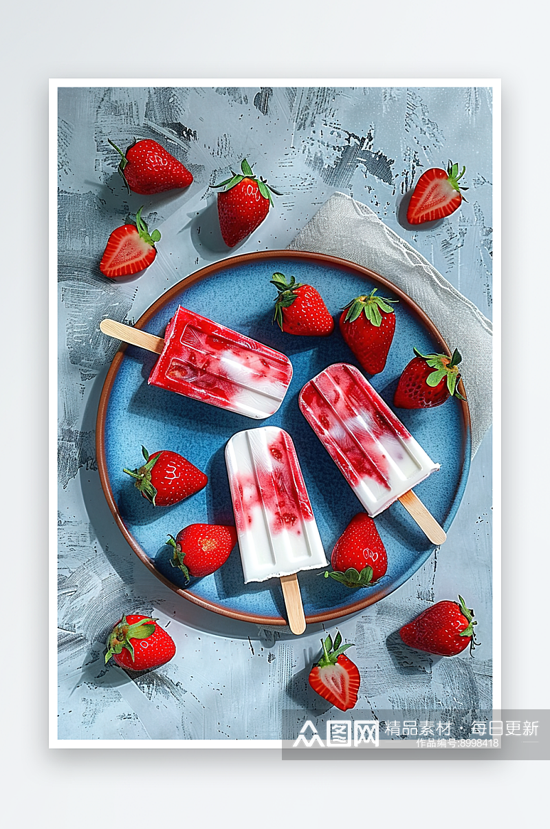 雪糕香草美食水果夏日水果美味奶油甜点冰淇素材