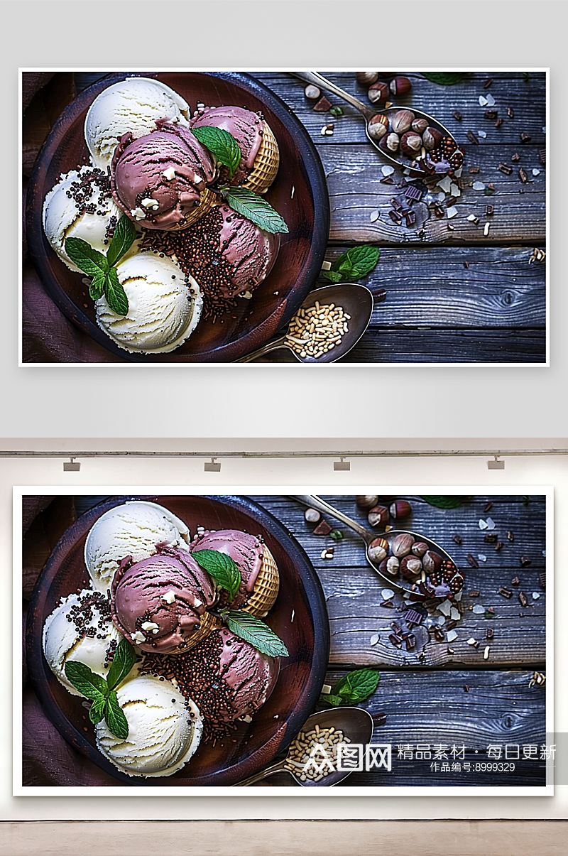 雪糕夏日甜点香草奶油水果美食水果冰淇淋素材