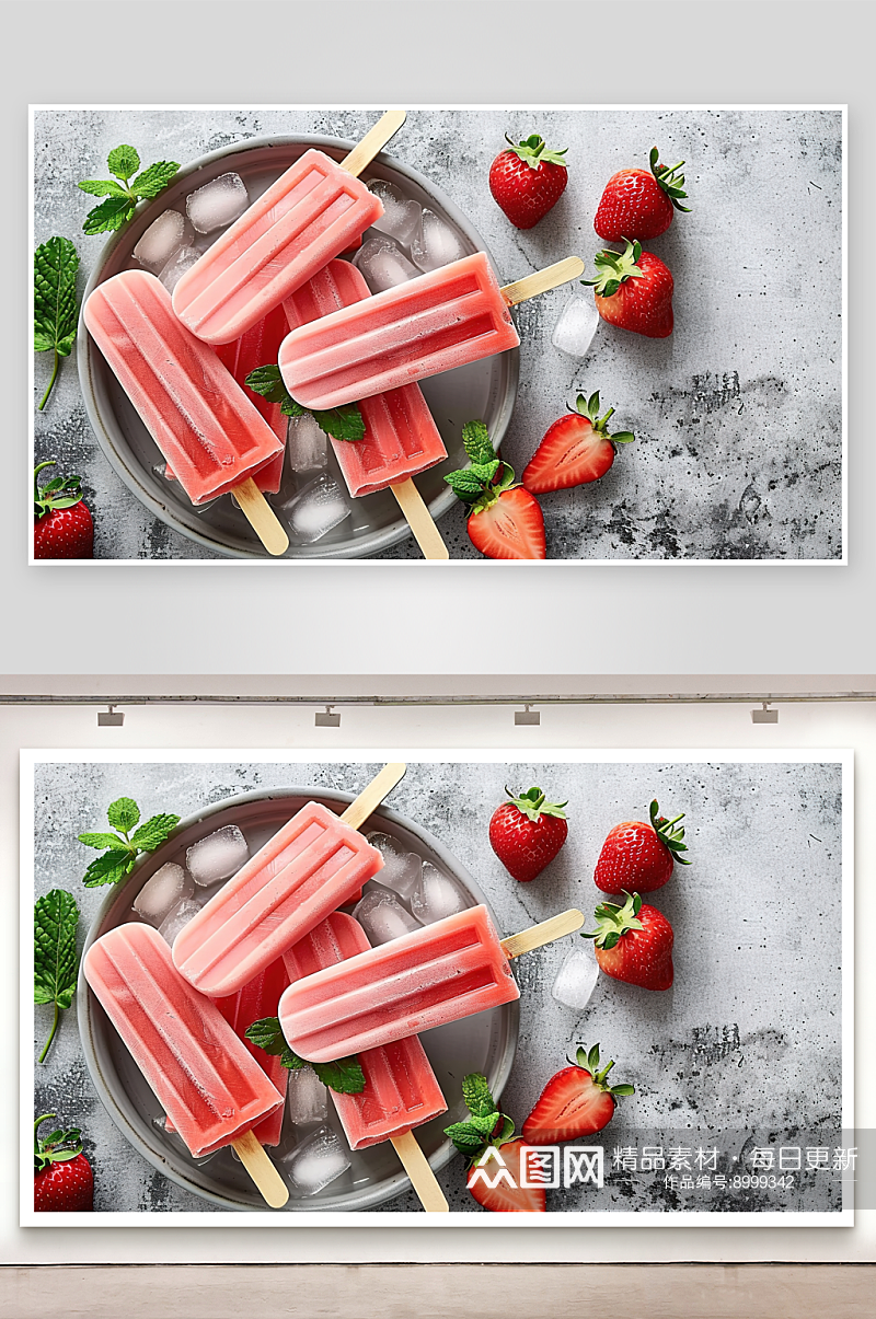 雪糕夏日甜点香草奶油水果美食水果冰淇淋素材