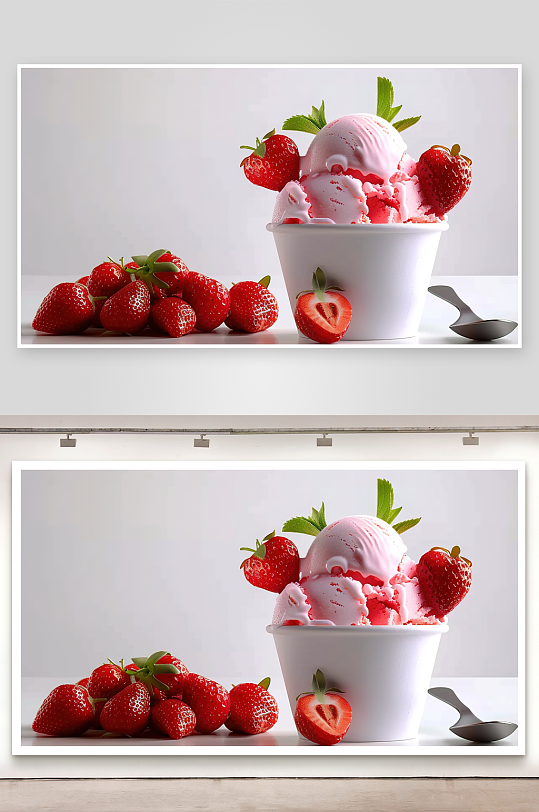 雪糕夏日甜点香草奶油水果美食水果冰淇淋