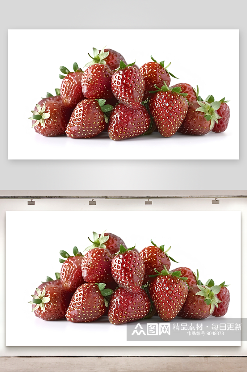 草莓绿色健康水果特写美味新鲜清新素材