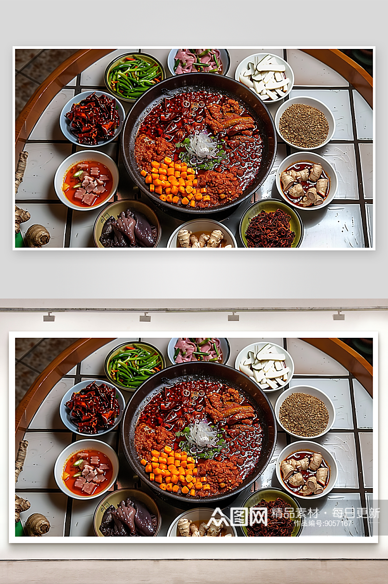 火锅传统肉类美食鲜香重庆高清麻辣蔬菜素材