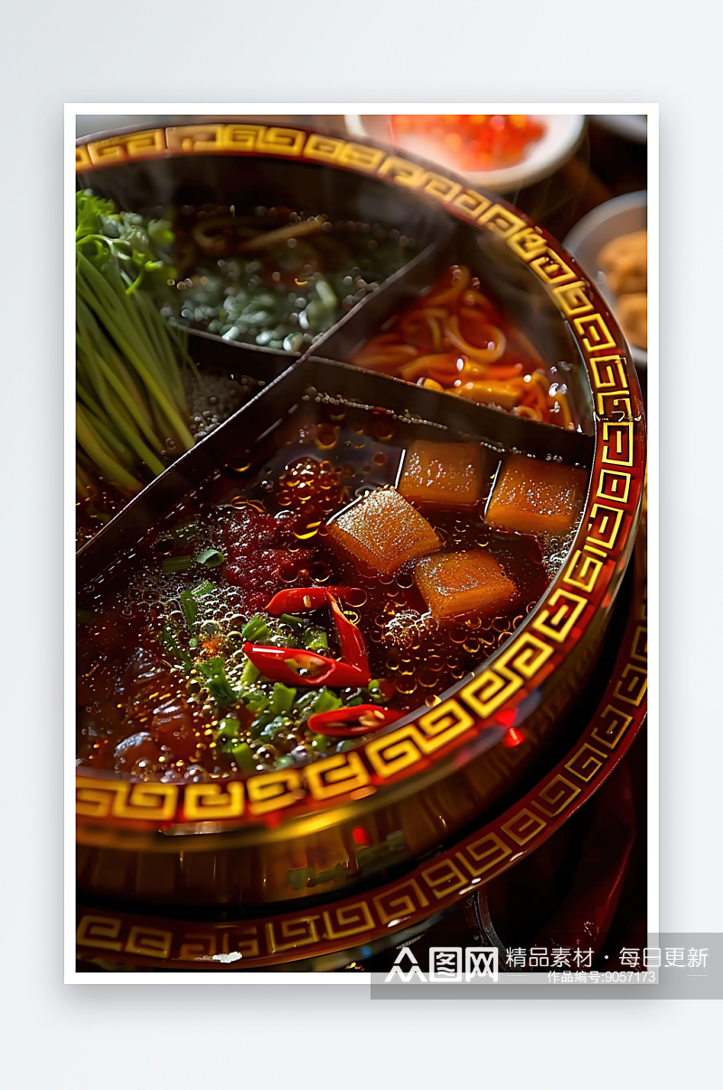 火锅传统肉类美食鲜香重庆高清麻辣蔬菜素材