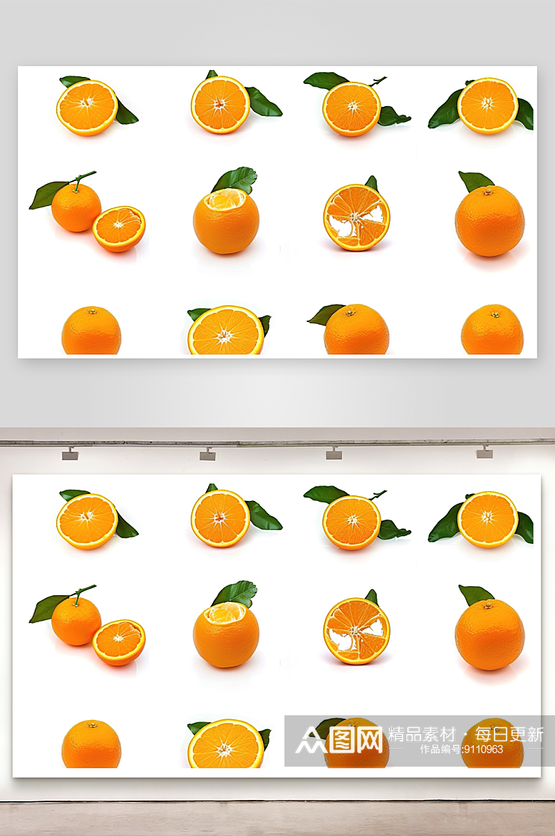 橙子新鲜水果美味健康维c绿色高清果肉素材