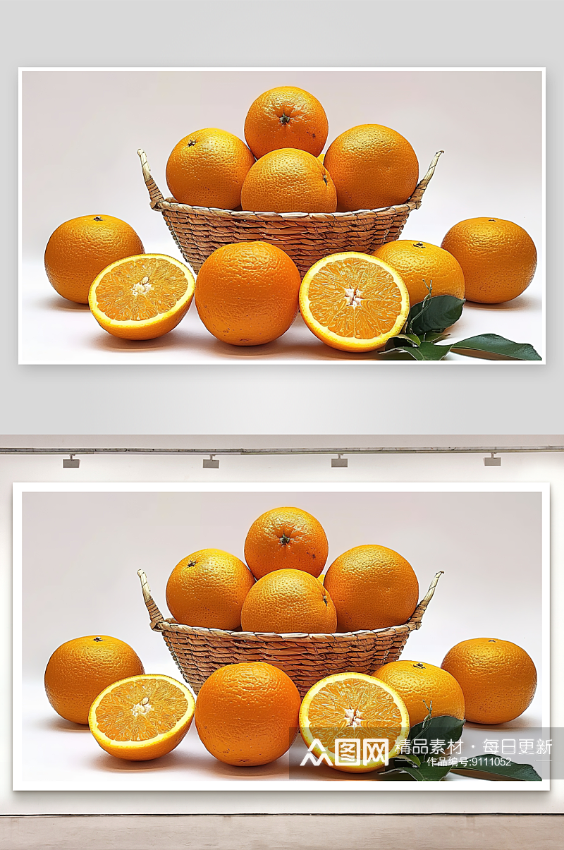 橙子果汁橘子鲜香柑橘绿色水果维c素材