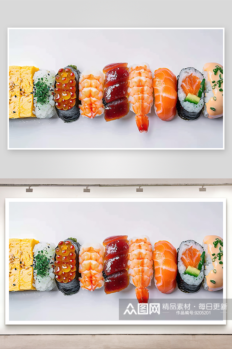 寿司海鲜美味蔬菜鲜虾饭团日本料理鱼肉素材