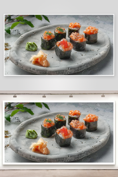 寿司海鲜美味蔬菜鲜虾饭团日本料理鱼肉