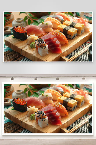 寿司鱼片美味肉卷蔬菜美食饭团料理海鲜水果