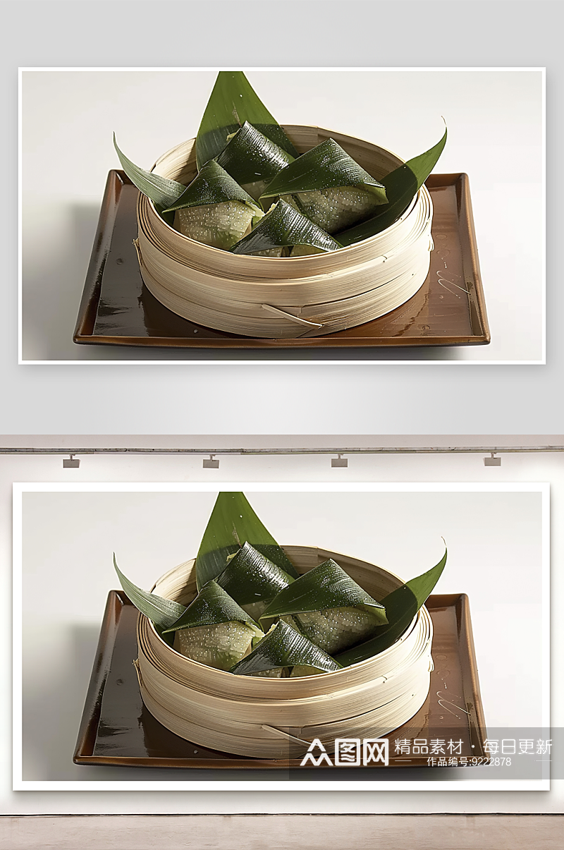 粽子传统美味鲜香糯米美食粽叶肉馅素材