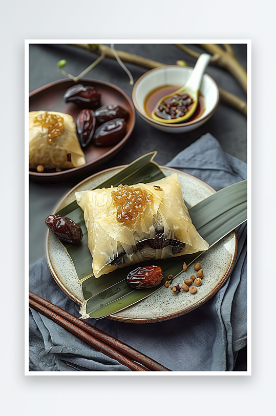 粽子端午美食饭团叶子飘香传统糯米美味