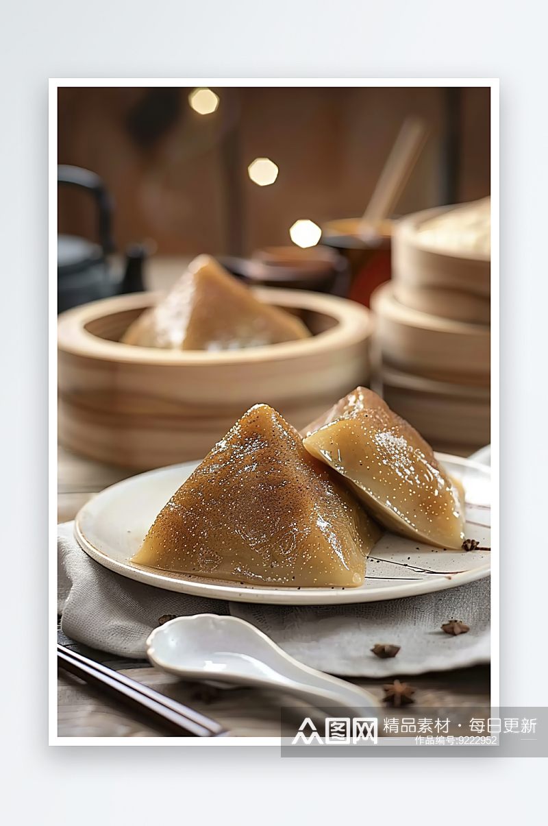 粽子端午美食饭团叶子飘香传统糯米美味素材
