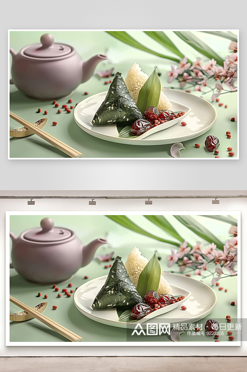 粽子粽叶端午糕点传统飘香美味美食素材