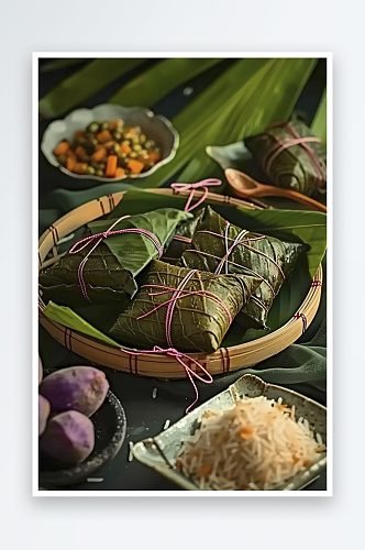 粽子美味叶子传统糯米饭团美食飘香端午
