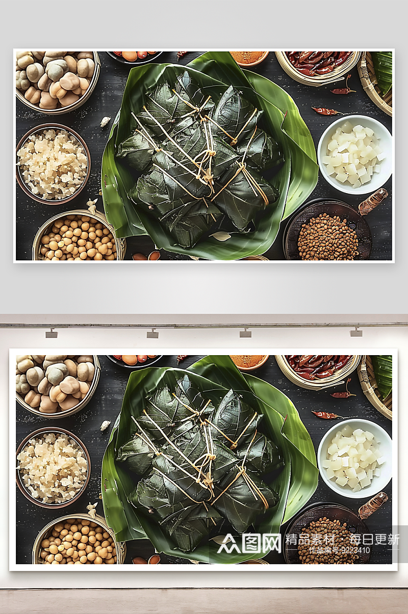 粽子美味叶子传统糯米饭团美食飘香端午素材