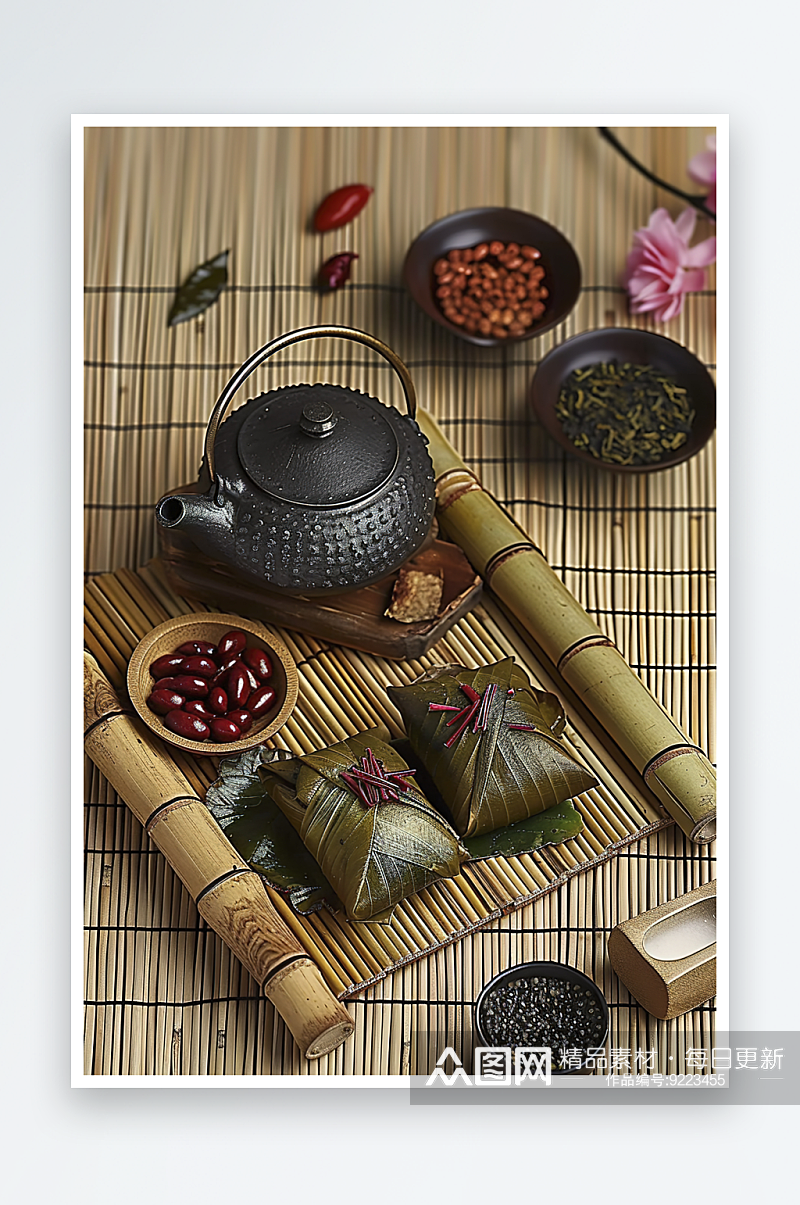 粽子美味鲜香粳米肉馅传统文化糯米粽叶美食素材