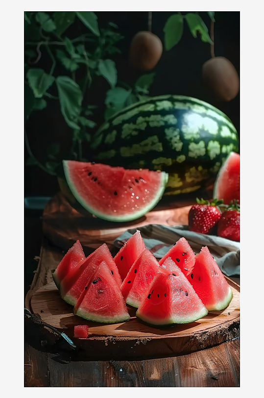 西瓜果汁多汁高清夏季水果红色健康美味