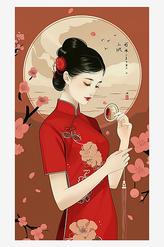 女神个性美女插画节日皇冠女人时尚手绘