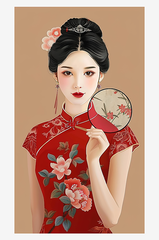 女神美丽时尚女孩美女插画手绘清新节日