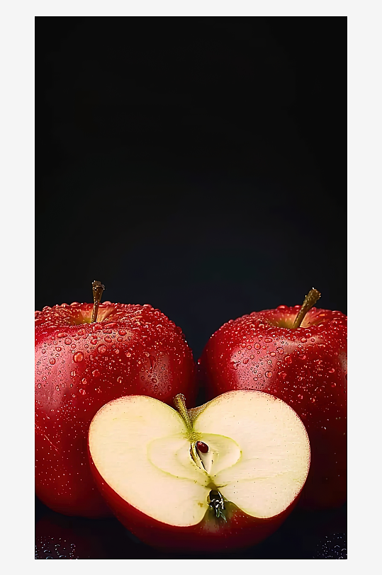 苹果有机天然健康红色水果新鲜特写美味