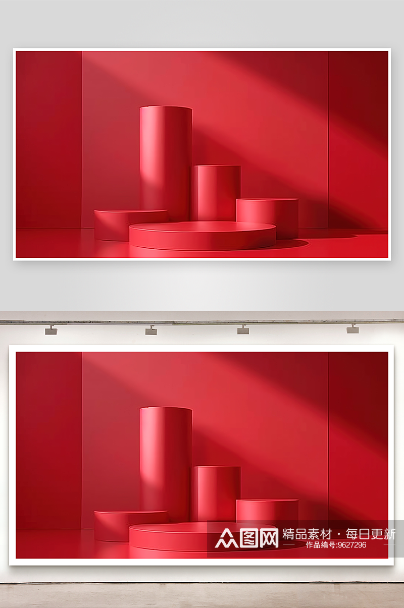 艺术舞台高清广告红色立体背景电商素材