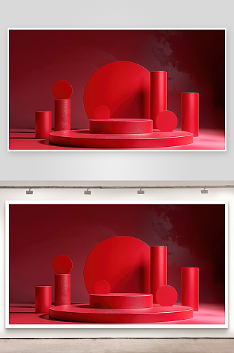 舞台背景设计艺术红色空间抽象商务几何