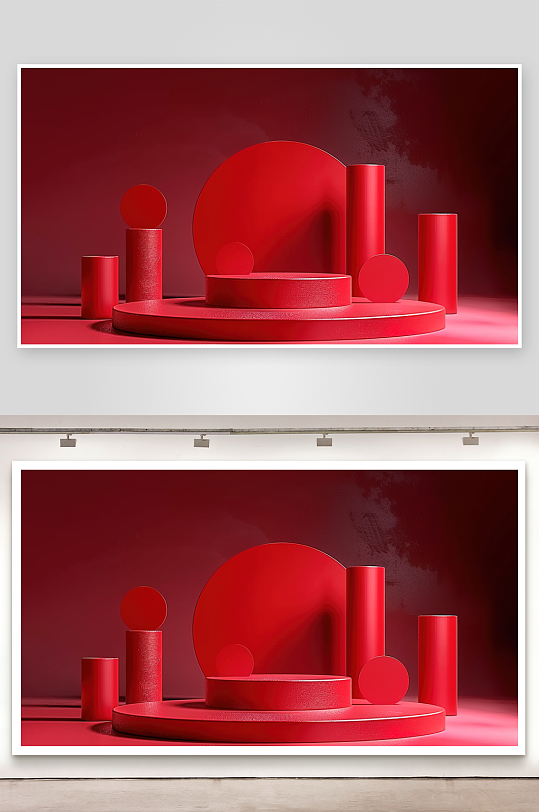 舞台背景设计艺术红色空间抽象商务几何