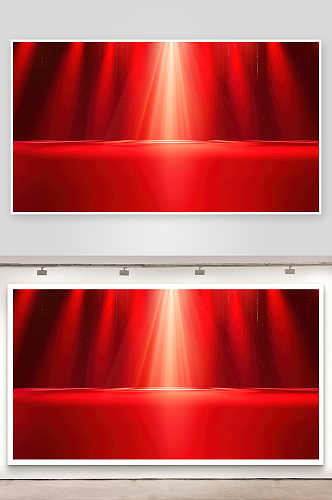 立体红色广告舞台电商背景高清展台三维
