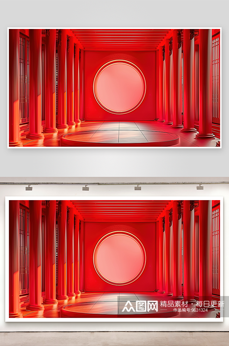 红色空间商务电商艺术抽象背景设计几何素材