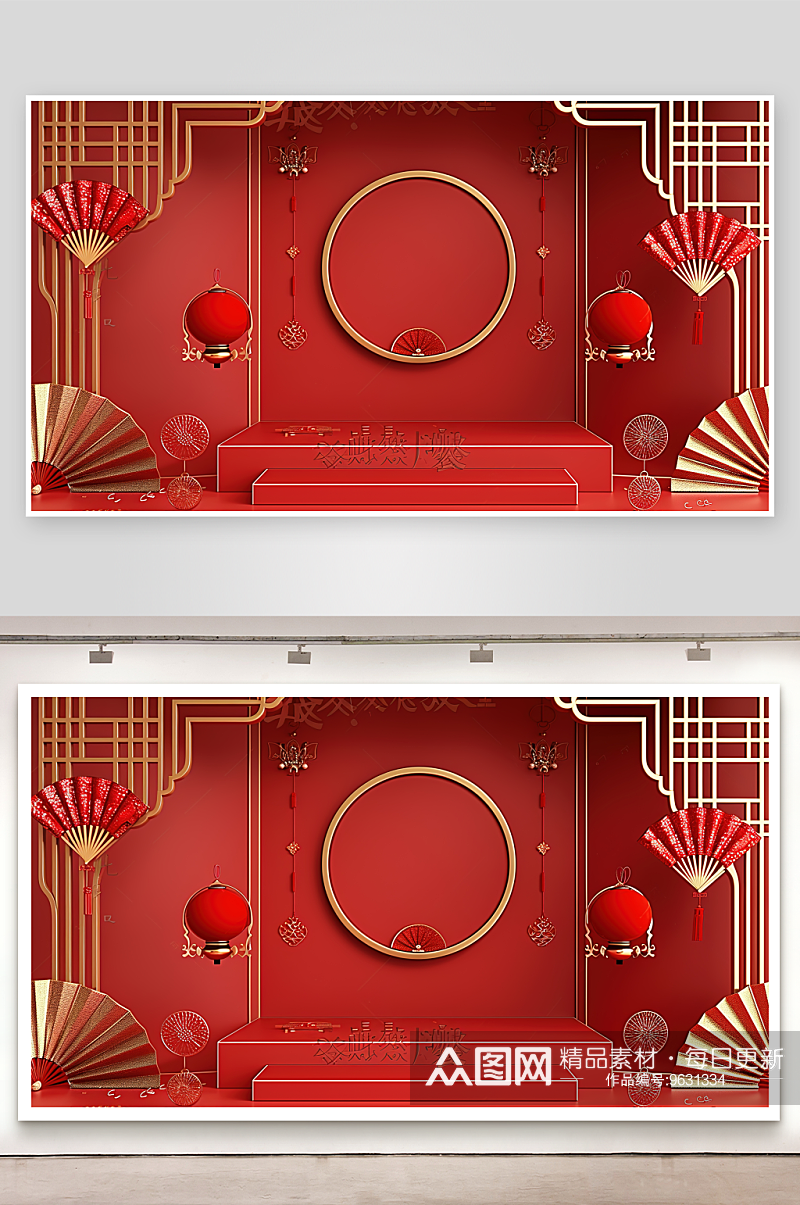 红色空间商务电商艺术抽象背景设计几何素材