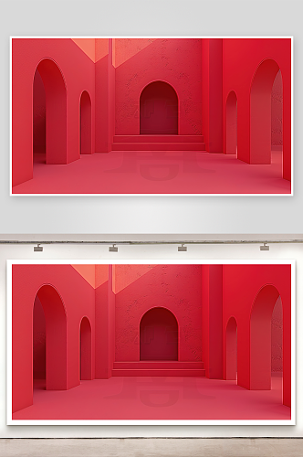 红色空间商务电商艺术抽象背景设计几何