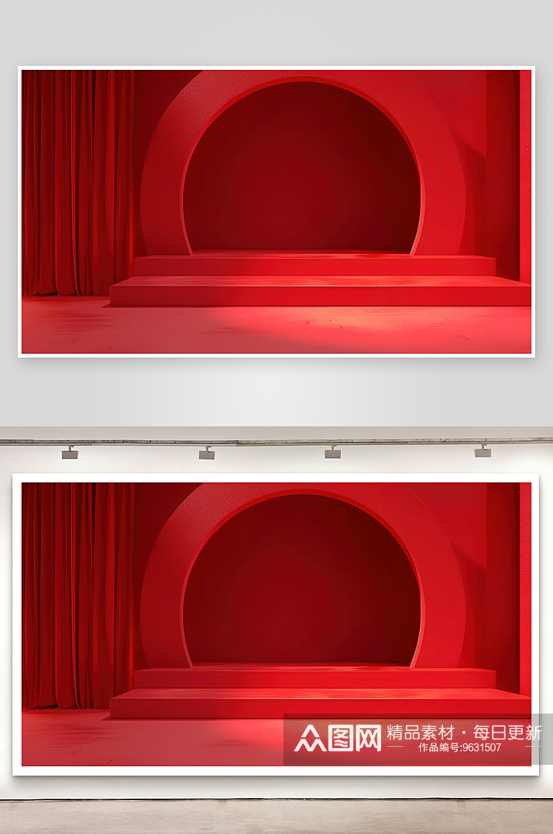 红色空间艺术背景抽象舞台商务设计几何素材